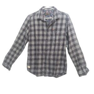 Ed Hardy Shirt Men M Plaid Flannel Button Front Long Sleeve Cotton Casual